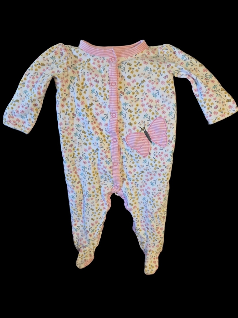 Carter's Pink Floral Butterfly One-Piece 9 Months